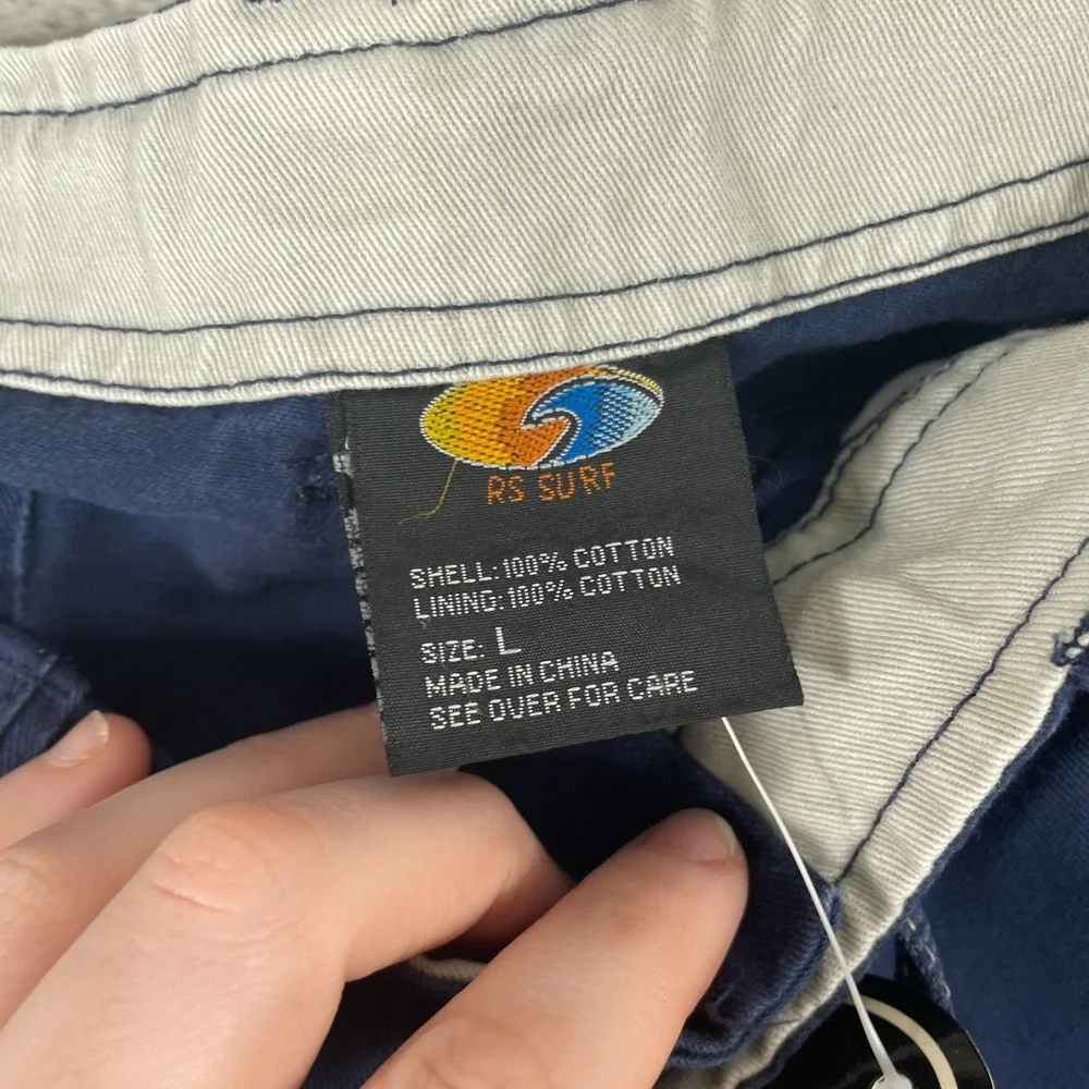 RS Surf Cargo Shorts Mens Large Navy Blue Baggy Skater Y2K Style